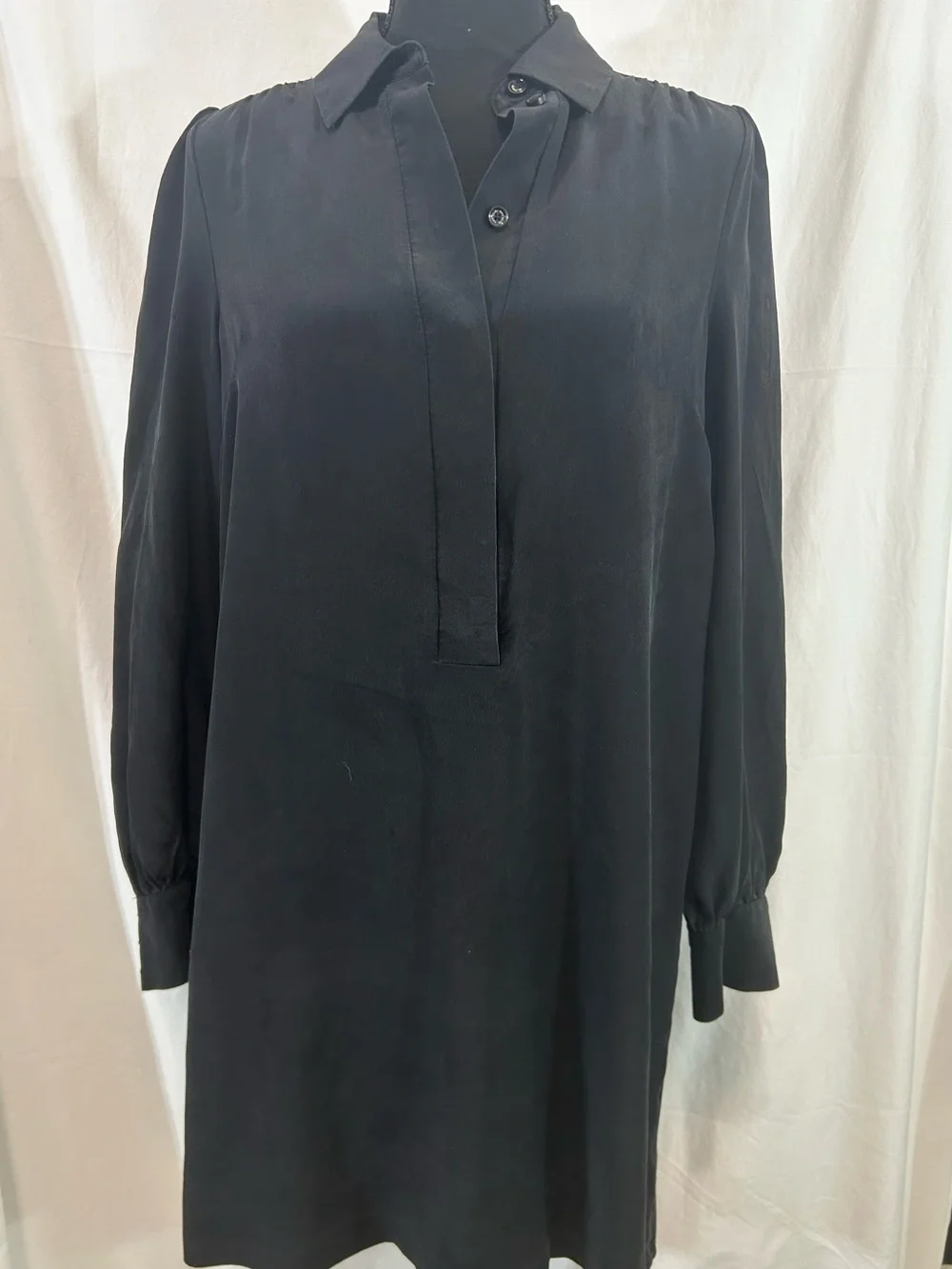 Kate Spade New York Black 100% Silk Shirtdress Long Sleeve Size 8 ♠️